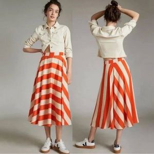 Anthropologie Ilsa Striped Midi Skirt Size XS